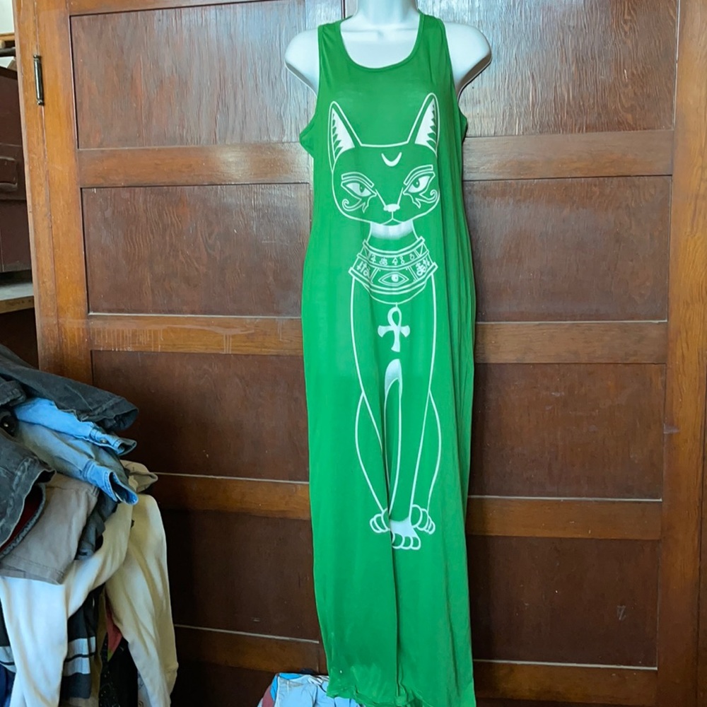 Bast Green Sheer Slip T-shirt Dress
